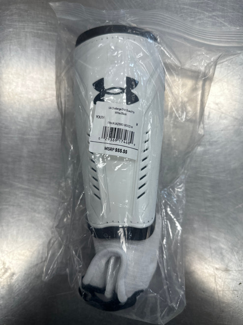 Vist Large View of Product Image Which is NEW Under Armour CHALLENGE Soccer Shin Guards Youth White MD