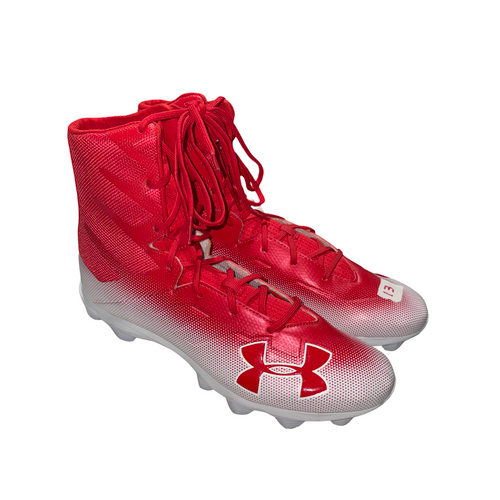 Vist Large View of Product Image Which is Used Under Armour Adult FB Cleats Red And White Senior 13