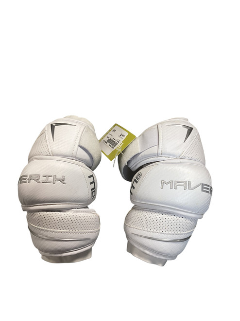 Vist Large View of Product Image Which is Used Maverik M6 MD Lacrosse Arm Pads/Guards White MD
