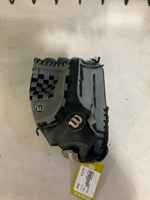 Vist Large View of Product Image Which is Used Wilson A360 BB/SB Glove RH Throw Black 14"