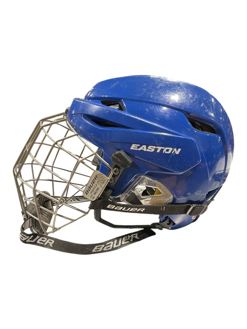 Vist Large View of Product Image Which is Used Easton E400 Helmet Half Visor Combo Royal Blue MD