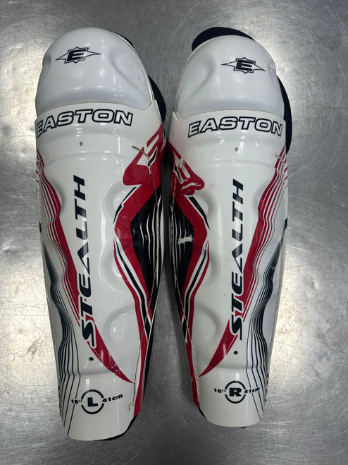 Vist Large View of Product Image Which is Used Easton STEALTH S3 Senior Shin Guards White 16"