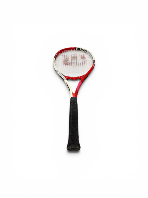Vist Large View of Product Image Which is Used Wilson FEDERER 110 Adult Tennis Racquet White 3 3/8"