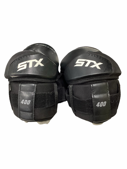 Vist Large View of Product Image Which is Used STX STALLION 400 Lacrosse Arm Pads/Guards Black LG
