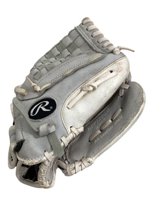 Vist Large View of Product Image Which is Used Rawlings HFP120GW Baseball/Softball Glove Right Hand Throw White 12"