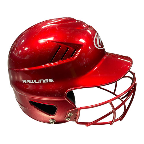 Vist Large View of Product Image Which is Used Rawlings RED HELMET Batting Helmet w/Mask Red One Size