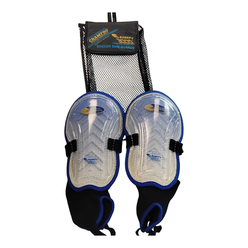 Vist Large View of Product Image Which is Used Champro Soccer Shin Guards Adult Royal Blue MD