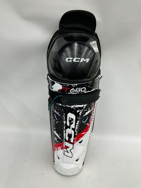 Vist Large View of Product Image Which is Used CCM JETSPEED FT680 SHINS Senior Shin Guards Black 16"