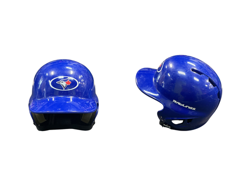 Vist Large View of Product Image Which is Used Rawlings BLUE JAYS Batting Helmet No Mask Navy Blue S/M