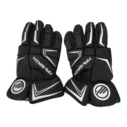 Vist Large View of Product Image Which is Used Maverik CHARGER Lacrosse Gloves Junior Black 12"
