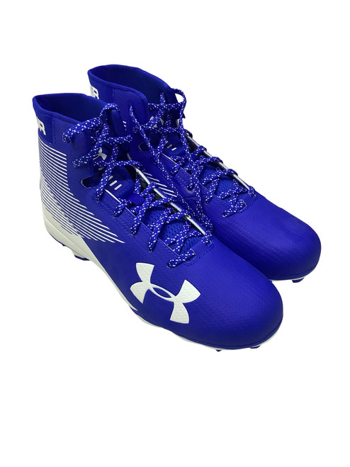 Vist Large View of Product Image Which is Used Under Armour HAMMER MC Adult FB Cleats Royal Blue And White Senior 11