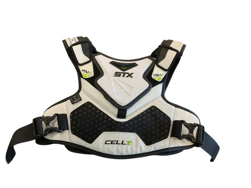 Vist Large View of Product Image Which is Used STX CELL V Lacrosse Shoulder Pads White SM