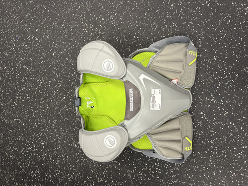 Vist Large View of Product Image Which is Used Maverik EKG Lacrosse Shoulder Pads Grey LG