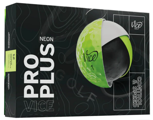 Vist Large View of Product Image Which is New Vice PRO PLUS NEON 12 Pack - Golf Balls