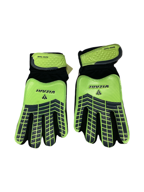 Vist Large View of Product Image Which is Used Vizari JUNIOR SAVER Soccer Goalie Gloves Yellow 6