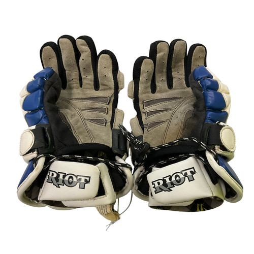 Vist Large View of Product Image Which is Used Warrior Lacrosse Gloves Junior White LG