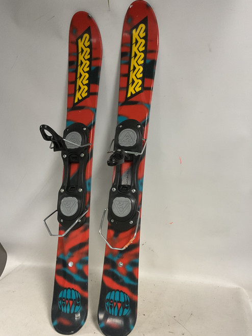 Vist Large View of Product Image Which is Used K2 FATTY TRICK SKIS Boys DH Ski/Binding Red 89 cm