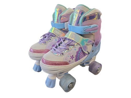 Vist Large View of Product Image Which is Used NEMONE ADJ SKATES 1-4 Junior Roller Quad Skates Purple Adjustable