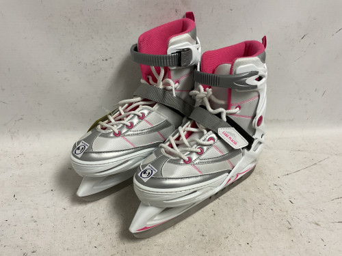 Vist Large View of Product Image Which is Used Lake Placid ADJ 6-9 Womens Softboot Skate White And Grey Adjustable