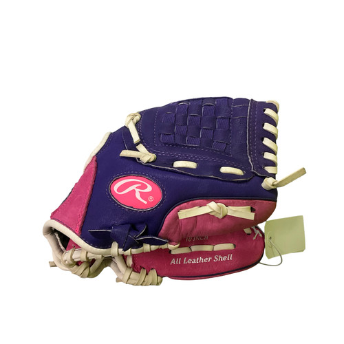 Vist Large View of Product Image Which is Used Rawlings HFP10PPW HIGHLIGHT SERIES BB/SB Glove RH Throw Purple 10"