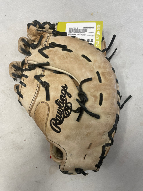 Vist Large View of Product Image Which is Used Rawlings CGEFB13CB BB/SB First Base LH Throw Tan 13"