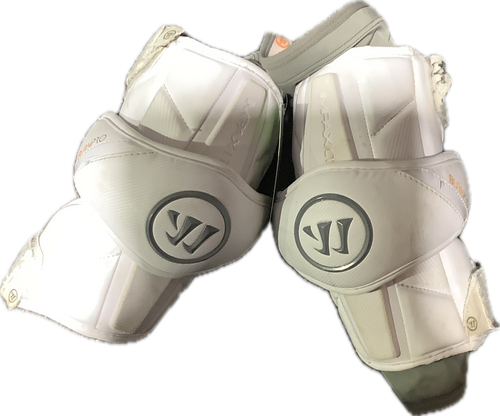 Vist Large View of Product Image Which is Used Warrior IMPAX LT Lacrosse Arm Pads/Guards White Senior