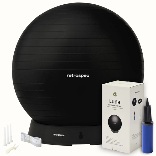 Vist Large View of Product Image Which is New Retrospec Luna Exercise Ball and Base Black- 65cm