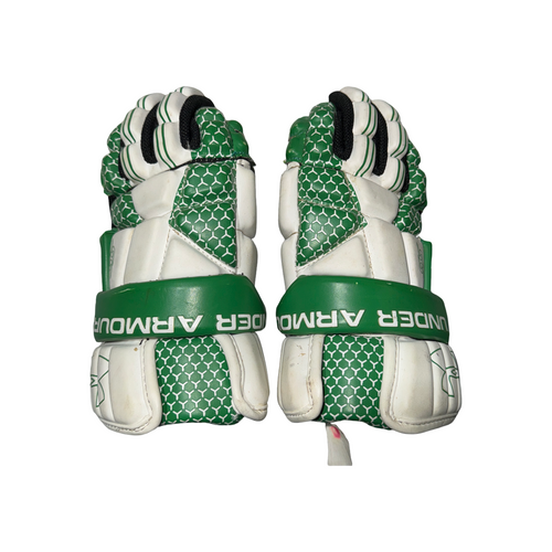 Vist Large View of Product Image Which is Used Under Armour SS Lacrosse Gloves Mens Green And White MD