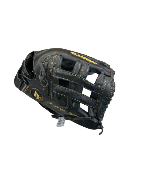 Vist Large View of Product Image Which is Used Worth WPL135-PH RH Throw Fastpitch Gloves Black 13 1/2"