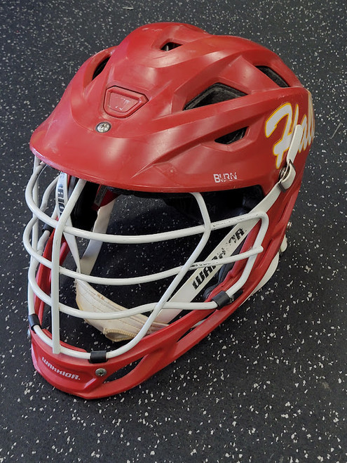 Vist Large View of Product Image Which is Used Warrior BURN Lacrosse Helmet Red One Size