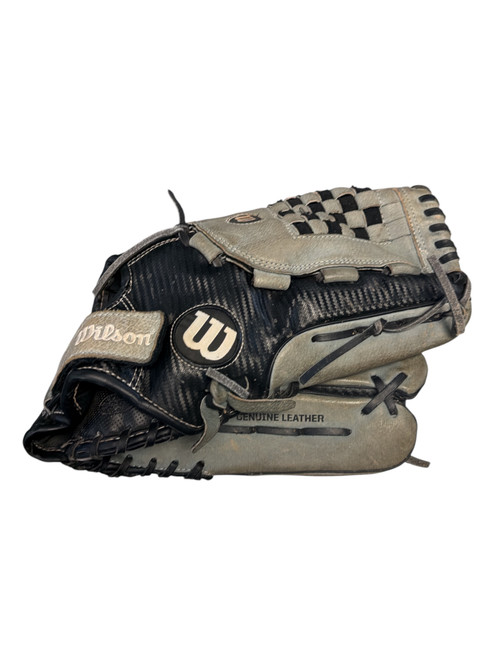 Vist Large View of Product Image Which is Used Wilson A360 BB/SB Glove RH Throw Black 14"