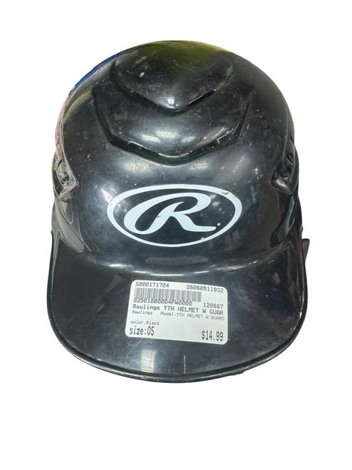 Vist Large View of Product Image Which is Used Rawlings YTH HELMET W GUARD Batting Helmet No Mask Black One Size