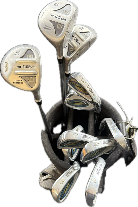 Vist Large View of Product Image Which is Used Wilson TITANIUM COMPOSITE LRH Womens Package Golf Set RH Grey 12 Piece
