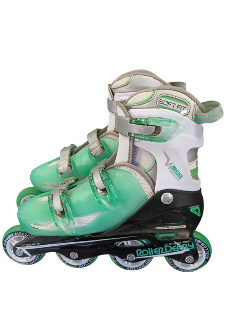 Vist Large View of Product Image Which is Used RollerDerby V 500 Senior Rec Fitness Skates Teal Adjustable