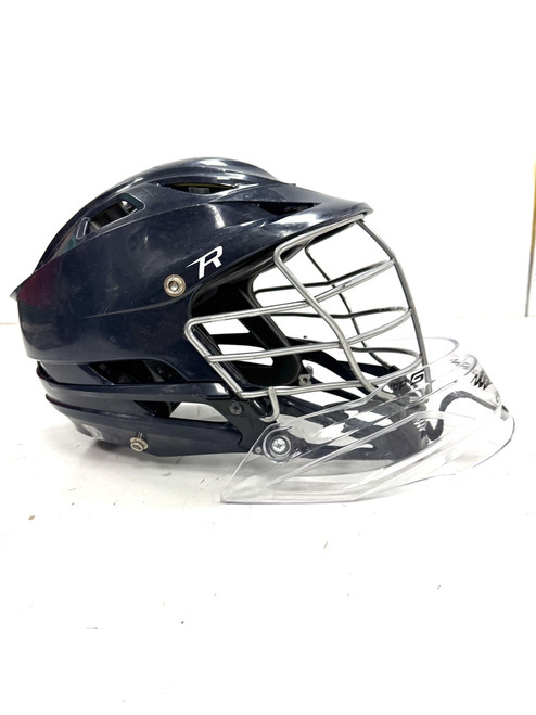 Vist Large View of Product Image Which is Used Cascade R W/ GOALIE NECK Lacrosse Helmet Navy Blue One Size
