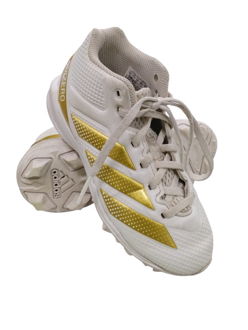 Vist Large View of Product Image Which is Used Adidas ADIZERO BB/SB Cleats White Youth 12.0