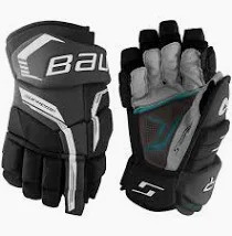 Vist Large View of Product Image Which is New Bauer SUPREME F40 Junior Gloves Black And White 11"