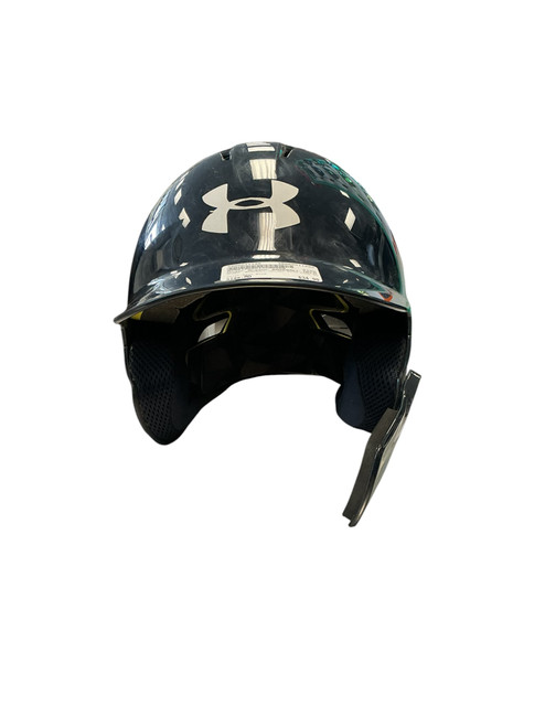 Vist Large View of Product Image Which is Used Under Armour BASEBALL HELMET WITH FACE GUARD Batting Helmet No Mask Navy Blue MD