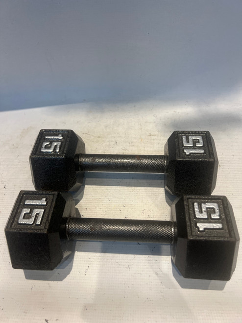 Vist Large View of Product Image Which is Used Hex Dumbbell (Each) 15 lb