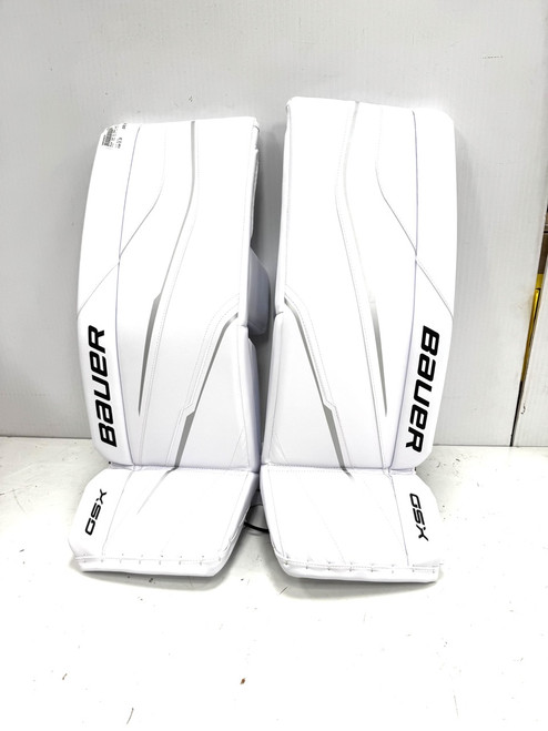 Vist Large View of Product Image Which is Used Bauer GSX 31 INCH SMALL INT Goalie Leg Pads Inter White 31"
