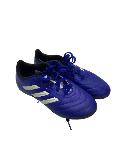 Vist Large View of Product Image Which is Used Adidas GOLETTO Soccer Cleats White And Royal Blue Junior 01