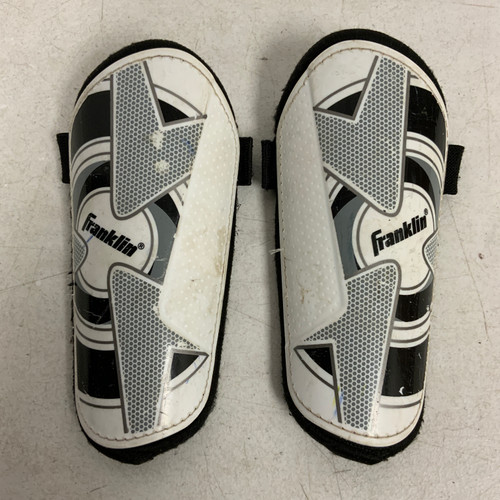 Vist Large View of Product Image Which is Used Franklin Soccer Shin Guards Youth White Youth