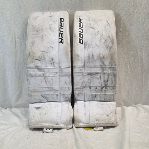 Vist Large View of Product Image Which is Used Bauer GSX Goalie Leg Pads Junior White 28"