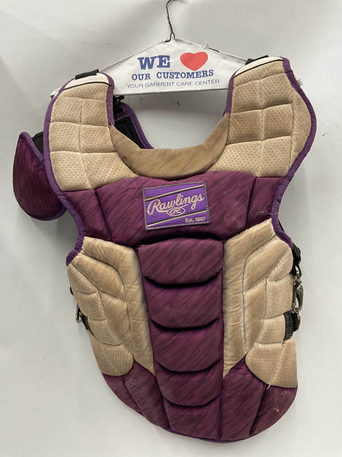Vist Large View of Product Image Which is Used Rawlings RAWLINGS CHEST PROTECTOR Catchers Chest Protector Purple Adult