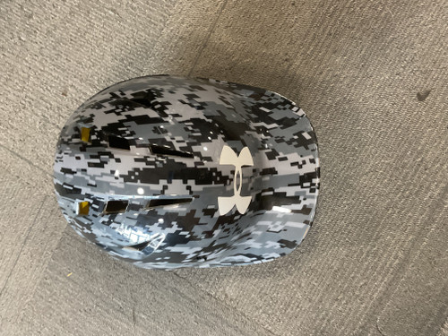 Vist Large View of Product Image Which is Used Under Armour DIGITAL CAMO Batting Helmet No Mask White And Navy Blue MD