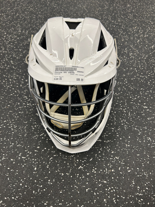Vist Large View of Product Image Which is Used Cascade XRS CHROME Lacrosse Helmet White One Size