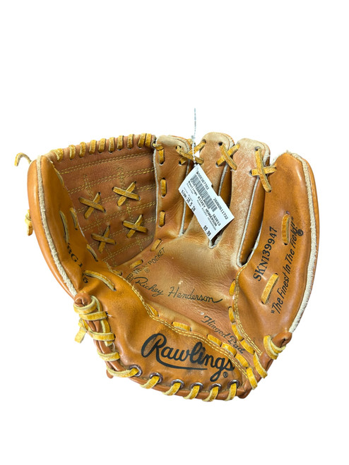 Vist Large View of Product Image Which is Used Rawlings RICKEY HENDERSON BB/SB Glove RH Throw Black 10 1/2"
