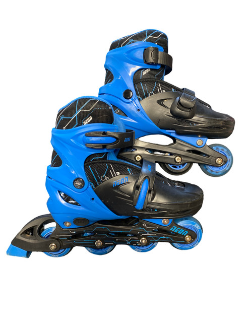 Vist Large View of Product Image Which is Used NEON Junior Roller Quad Skates Royal Blue Adjustable