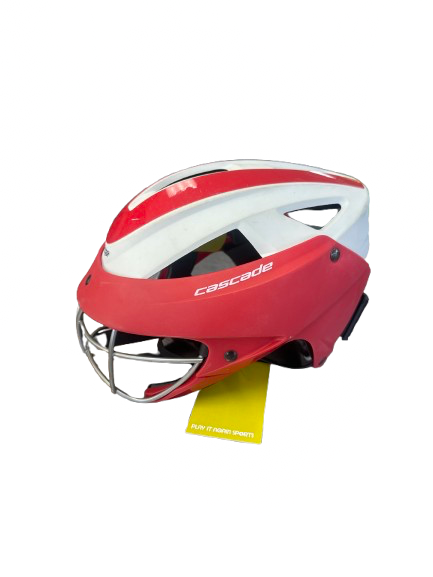 Vist Large View of Product Image Which is Used Cascade LX Lacrosse Helmet Red And White One Size