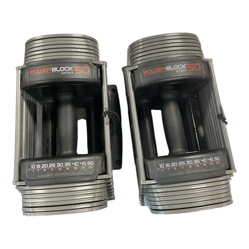 Vist Large View of Product Image Which is Used PowerBlock SPORTBLOCK Adj Dumbbells Grey 5-50 LB